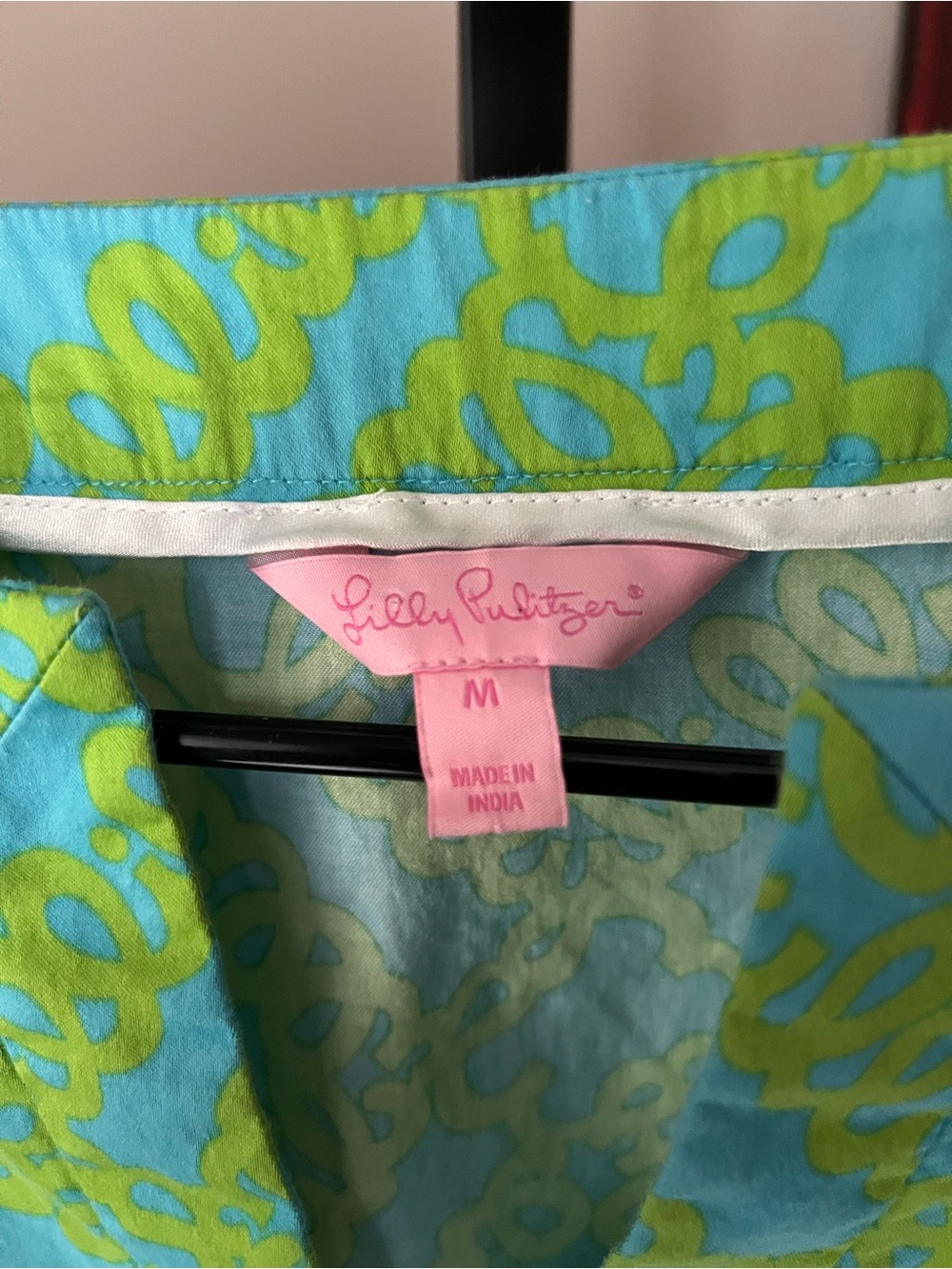 Lilly Pulitzer Aqua & Lime Printed V-Neck Tunic - Picture 4 of 5